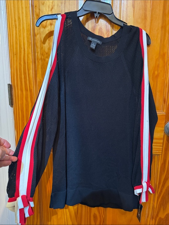 INC International Concepts Other - INC International Concepts Black Crewneck Sweater with Red and White Stripes